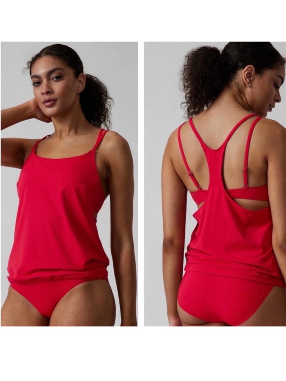 Athleta Women’s Red Seascape Tankini Swim Top Size 34B/C